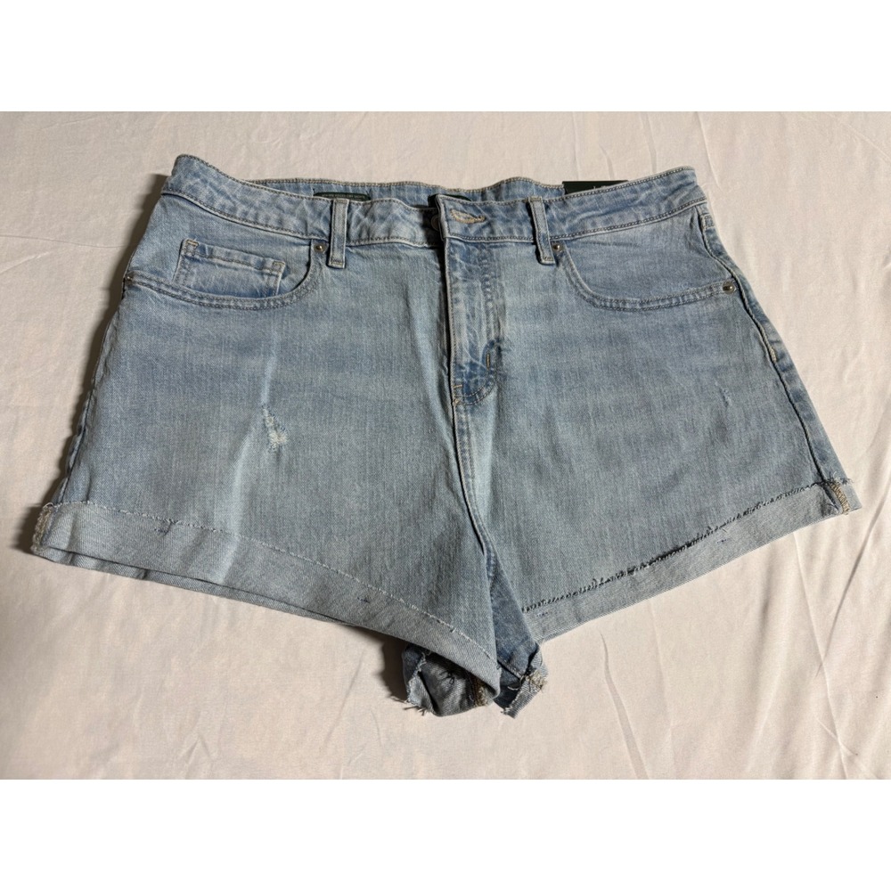 Wild Fable High-Rise Rolled Cuff Denim Shorts Light Wash Women 14 Distressed